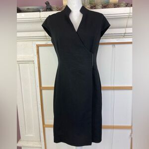 Calvin Klein stunning classic LBD w/V neck and movie star collar wrap & snap